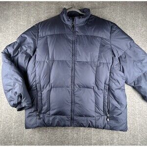 Eddie Bauer Premium Goose Down Jacket Mens Sz XXL Tall Navy Blue Puffer 2XL Tall